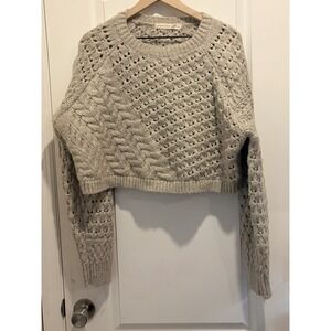 Altard State XL Chunky Knit Cropped Sweater Beige Boho Cozy Cottagecore Pullover